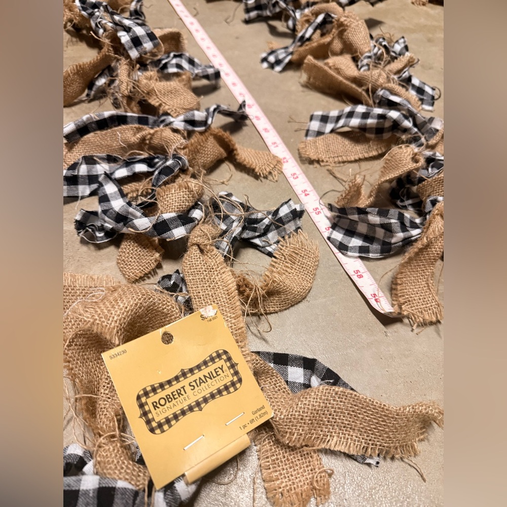 Rustic Burlap and Gingham Garland - Picture 3 of 4